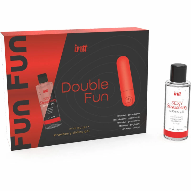 INTT Double Fun - Zestaw z wibrujÄ…cym pociskiem i Å¼elem truskawkowym 50 ml