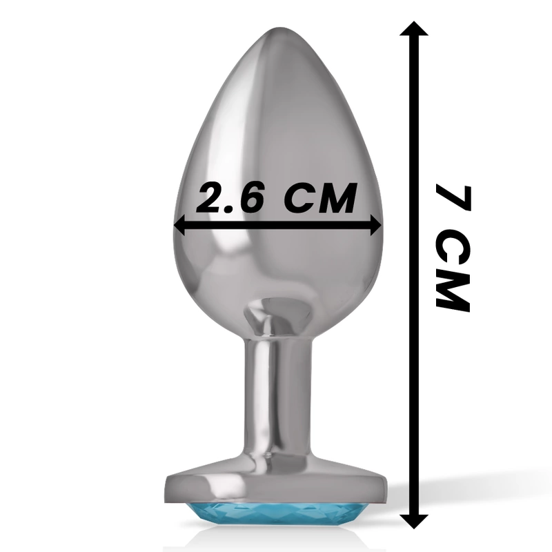 Intense Aluminum Metal Plug S Blue Heart Jewel - Compact Elegant Design. Butt plug. See functions