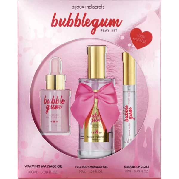 Bijoux Indiscrets Bubblegum Play Kit - Scented Massage Oil & Lip Gloss Set