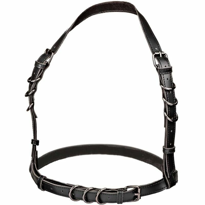 CalExotics Euphoria Plus Size szelki halter czarne z welurowym wnÄ™trzem