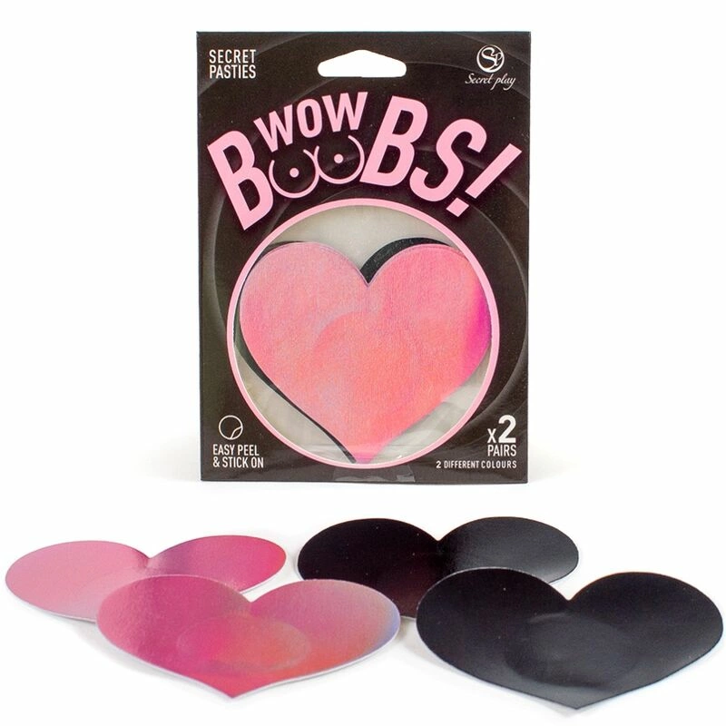 Secret Play WOW BOOBS! Heart-Shaped Holographic Body Covers Set 7.7x6.7cm