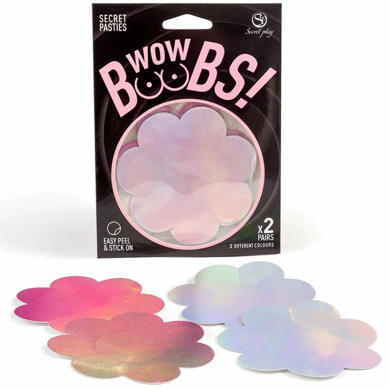 Secret Play WOW BOOBS! Holographic Flower Nipple Covers Set