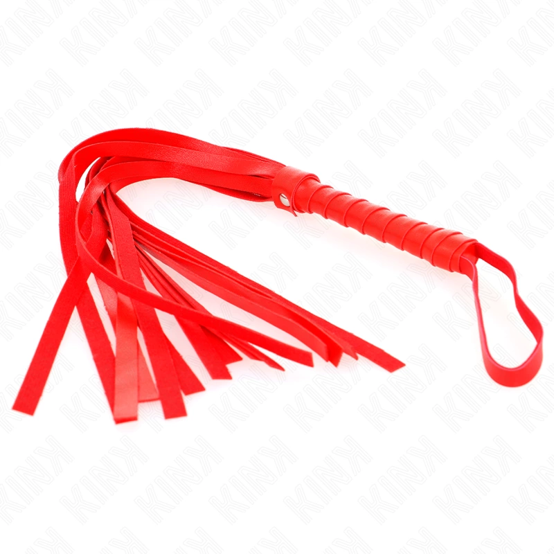KINK Czerwony bat prosty 45 cm - model skorzany