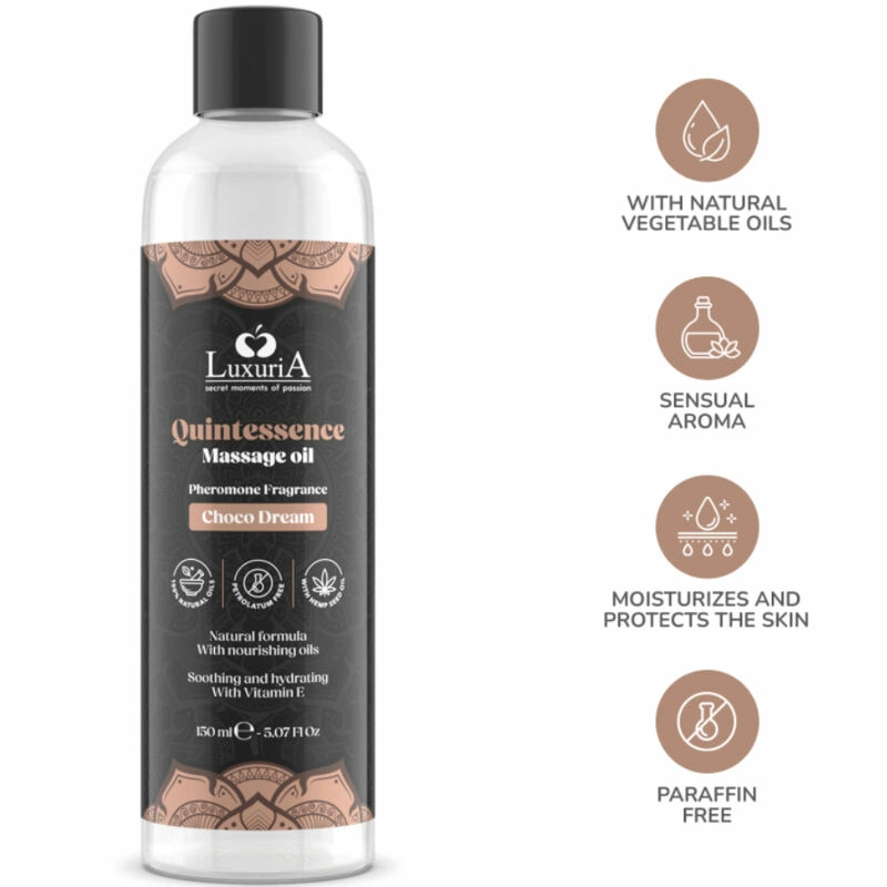 Intimateline Luxuria Massage Oil Chocolate 150ml - Nourishing & Aromatic. Brown. See formula