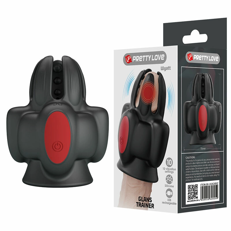 PRETTY LOVE WYATT Rechargeable Automatic Trainer Black-Red Silicone. Product details include functions