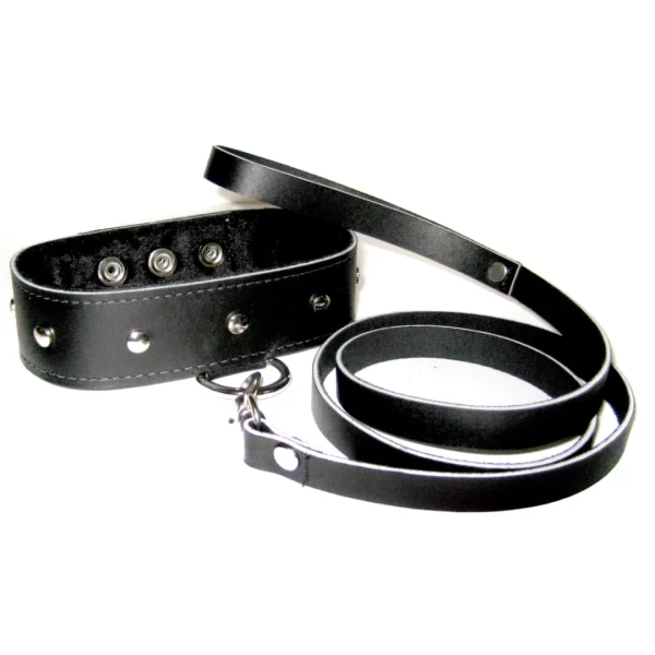 Sportsheets Leather Collar & Leash zestaw skorzany z miÄ™kkÄ… wyÅ›cioÅ‚kÄ…