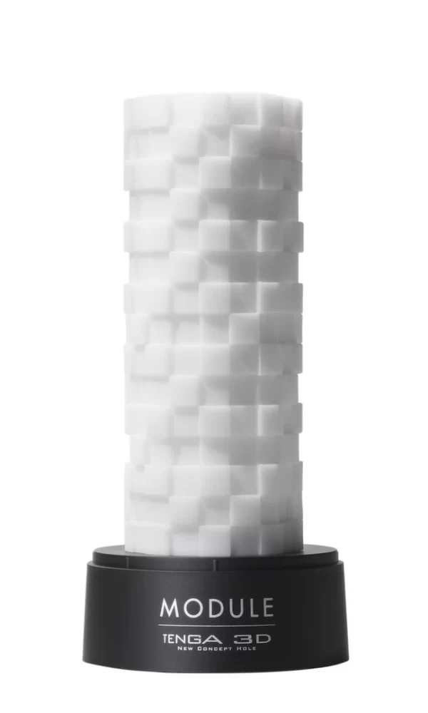 Explore the Tenga 3D Module with a reversible cube-textured elastomer sleeve