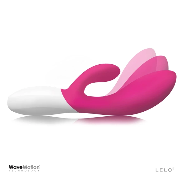 Lelo Ina Wave Cerise - silikonowa maszyna intymna z 10 trybami pracy - Anelma Lelo Ina Wave Cerise – Podwójne (króliczki)