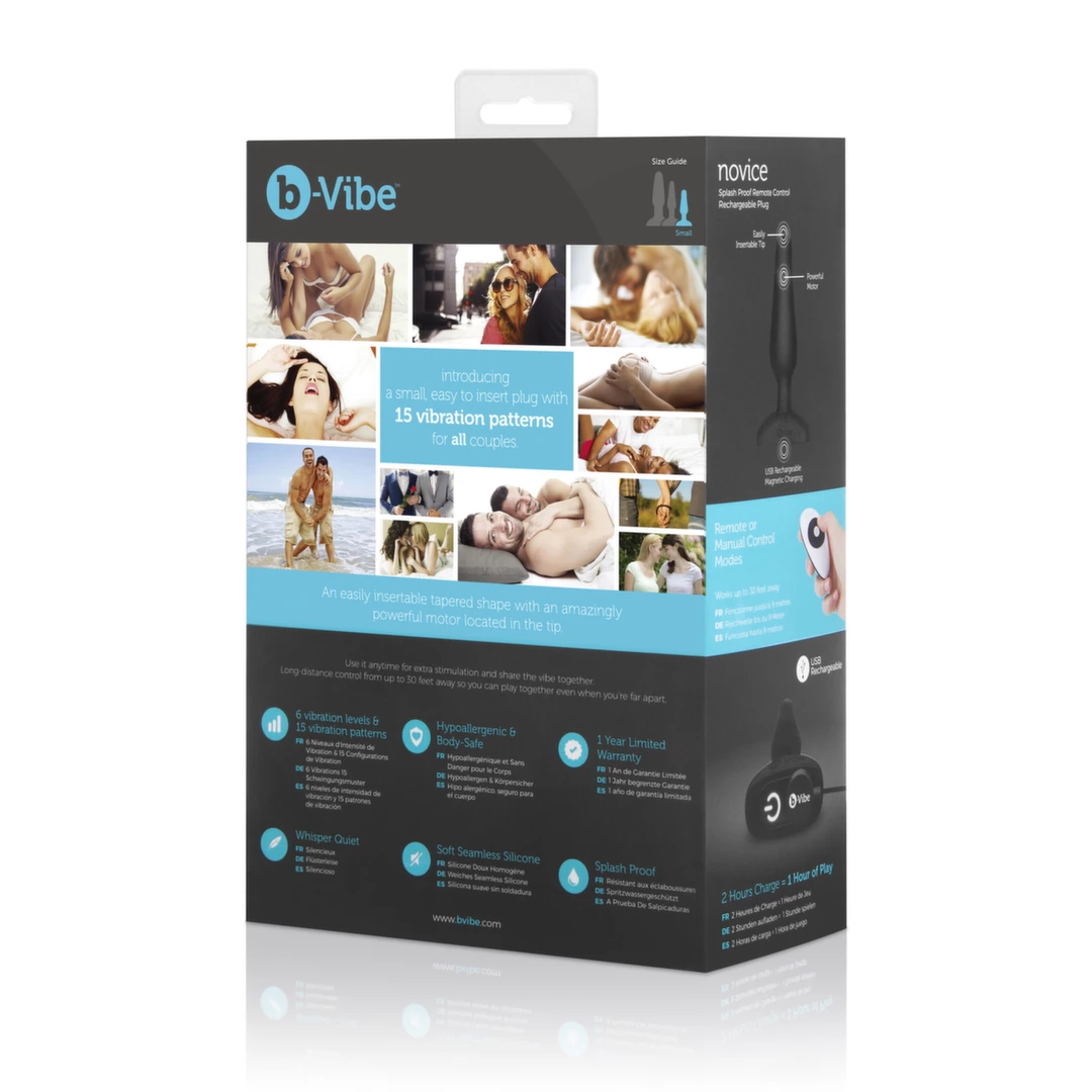 b-Vibe Novice Plug Black - kompaktowa maszyna intymna z pilotem - Anelma b-Vibe Novice Plug Black - kompaktowa maszyna intymna z pilotem