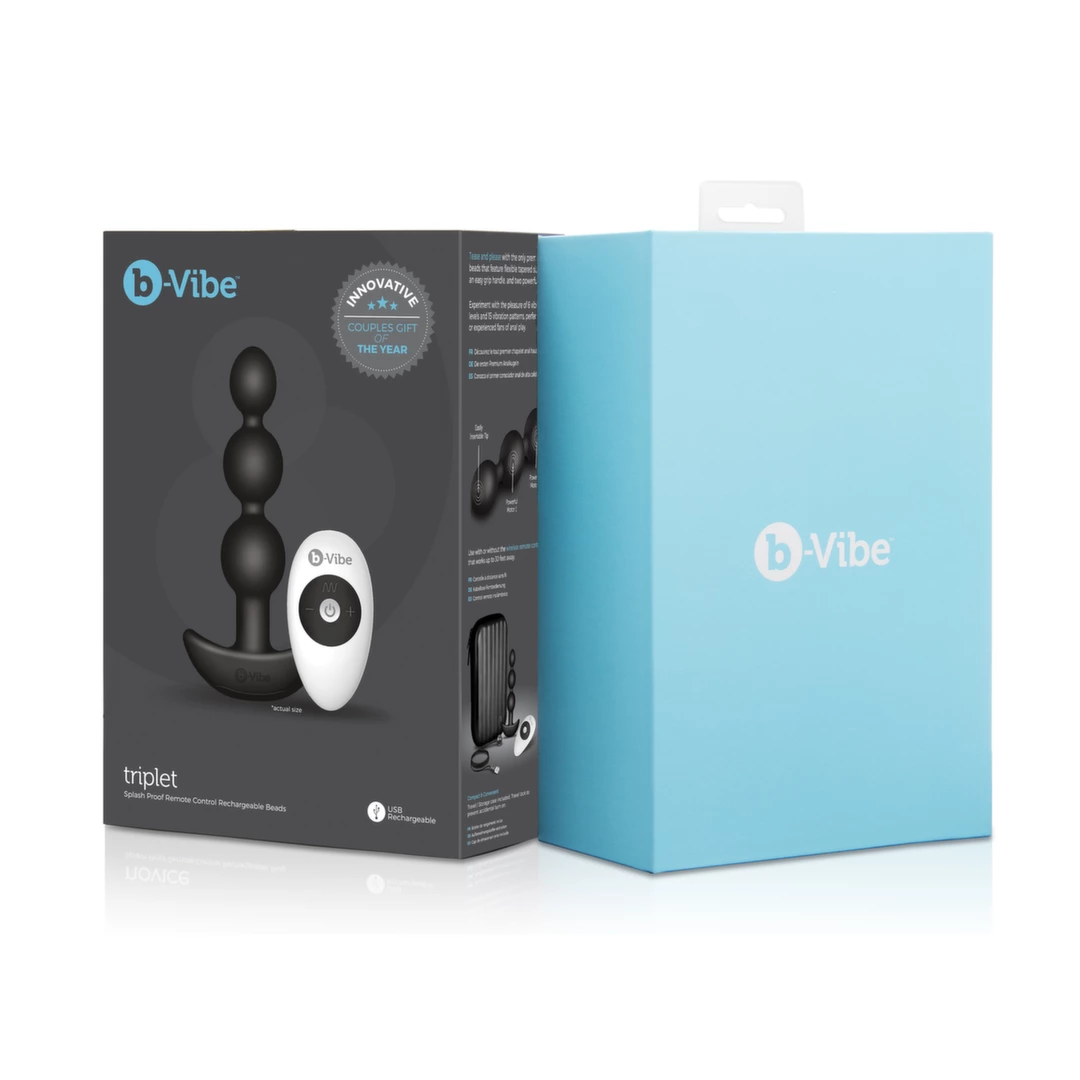 b-Vibe Triplet Black - wibrujÄ…ca sonda z 2 silnikami i pilotem