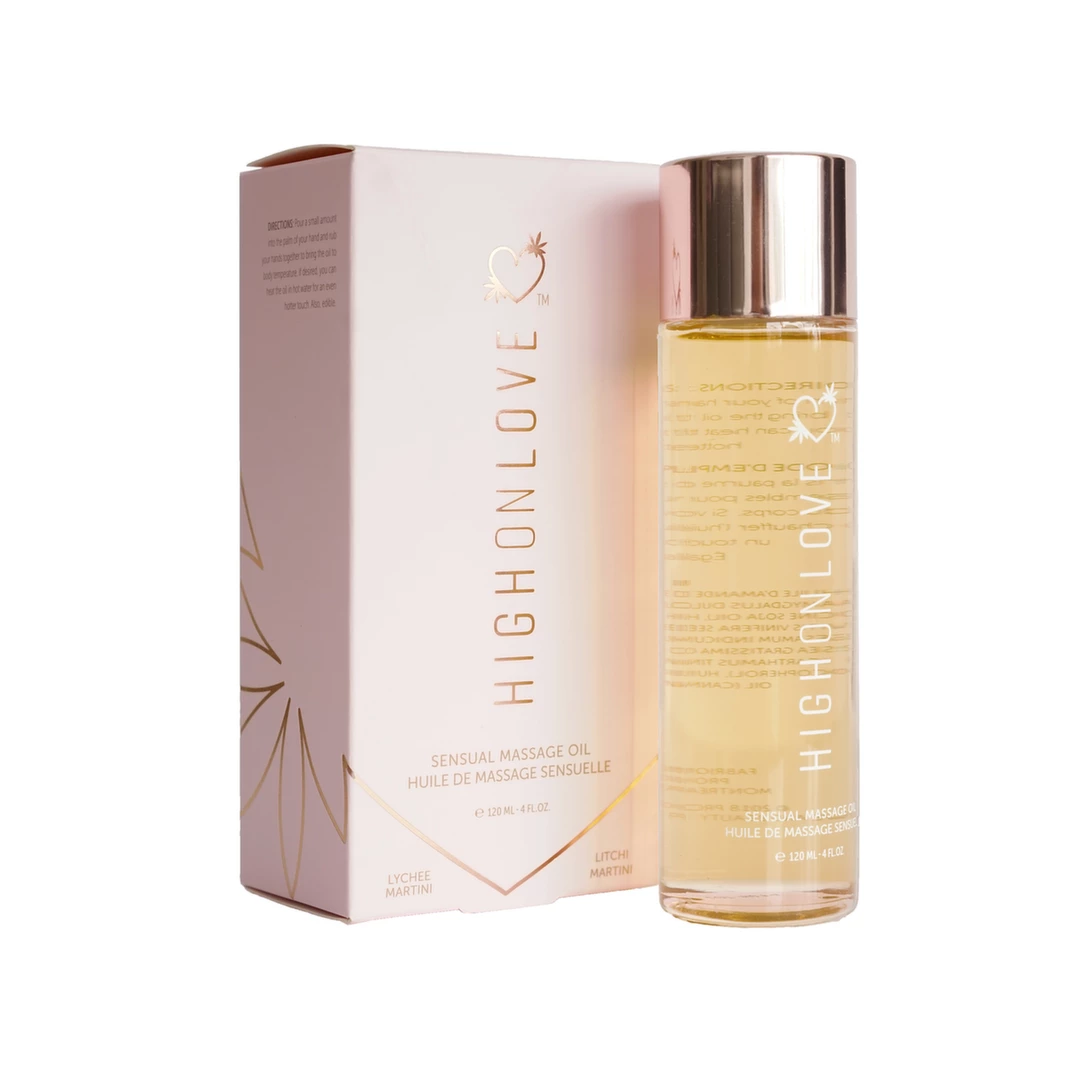 HighOnLove Massage Oil Lychee Martini 120ml - Nourishing Hemp Blend