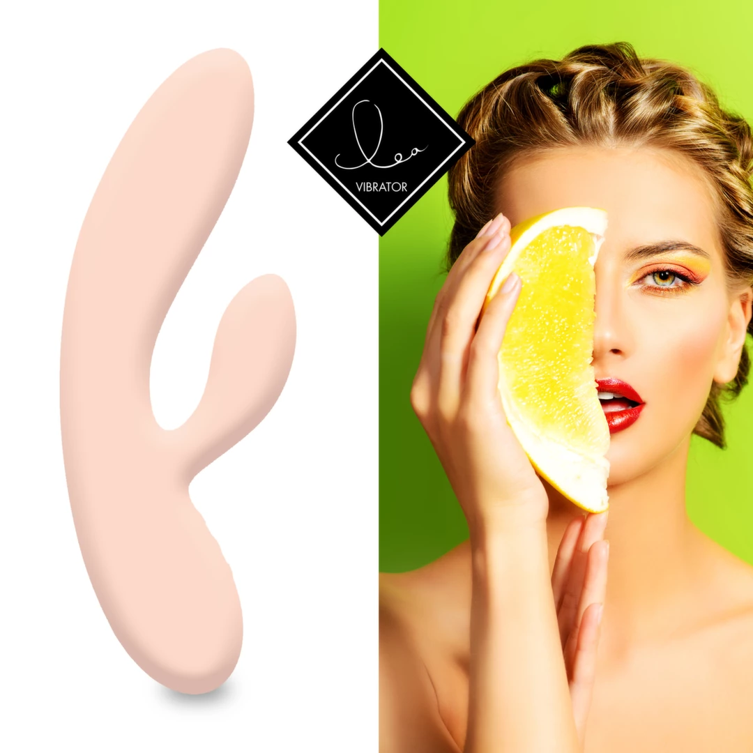 FeelzToys Lea Citrus silikonowy model dwusilnikowy 202mm pomarańczowy - Anelma podwójne (króliczki)