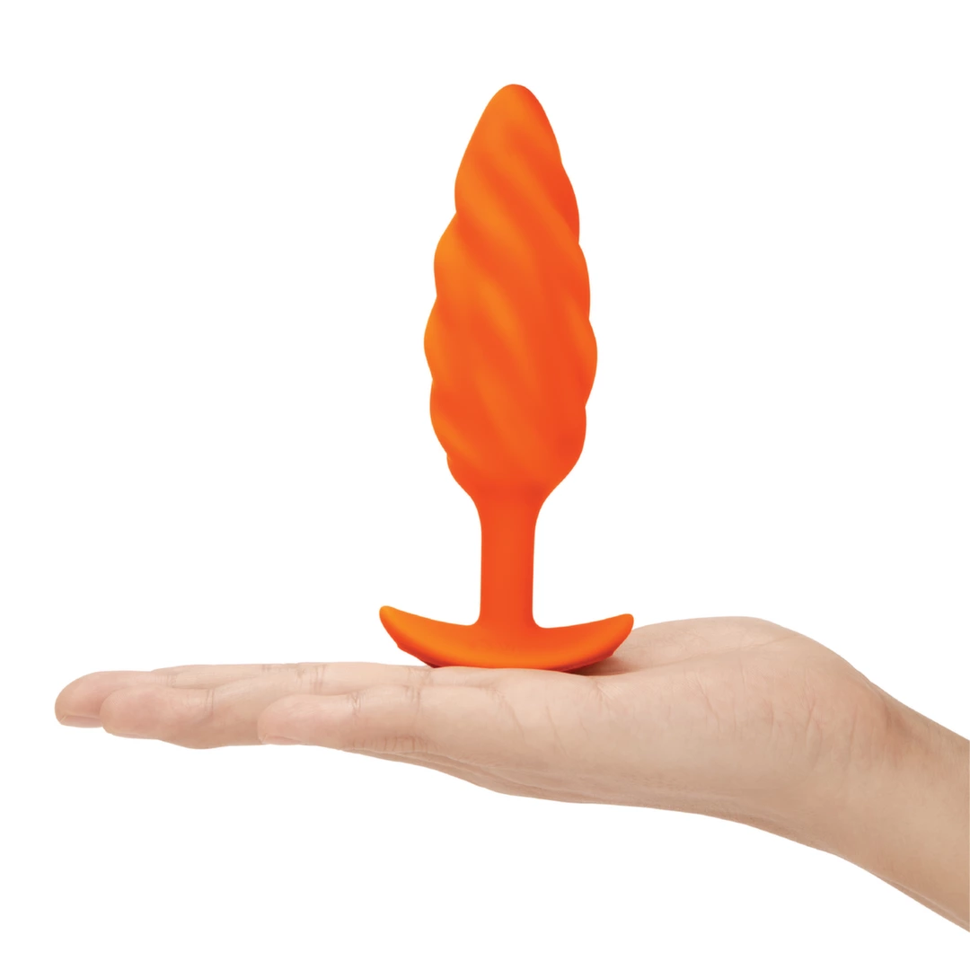 b-Vibe Texture Plug Swirl Orange - wibrujÄ…cy model z falistÄ… powierzchniÄ…