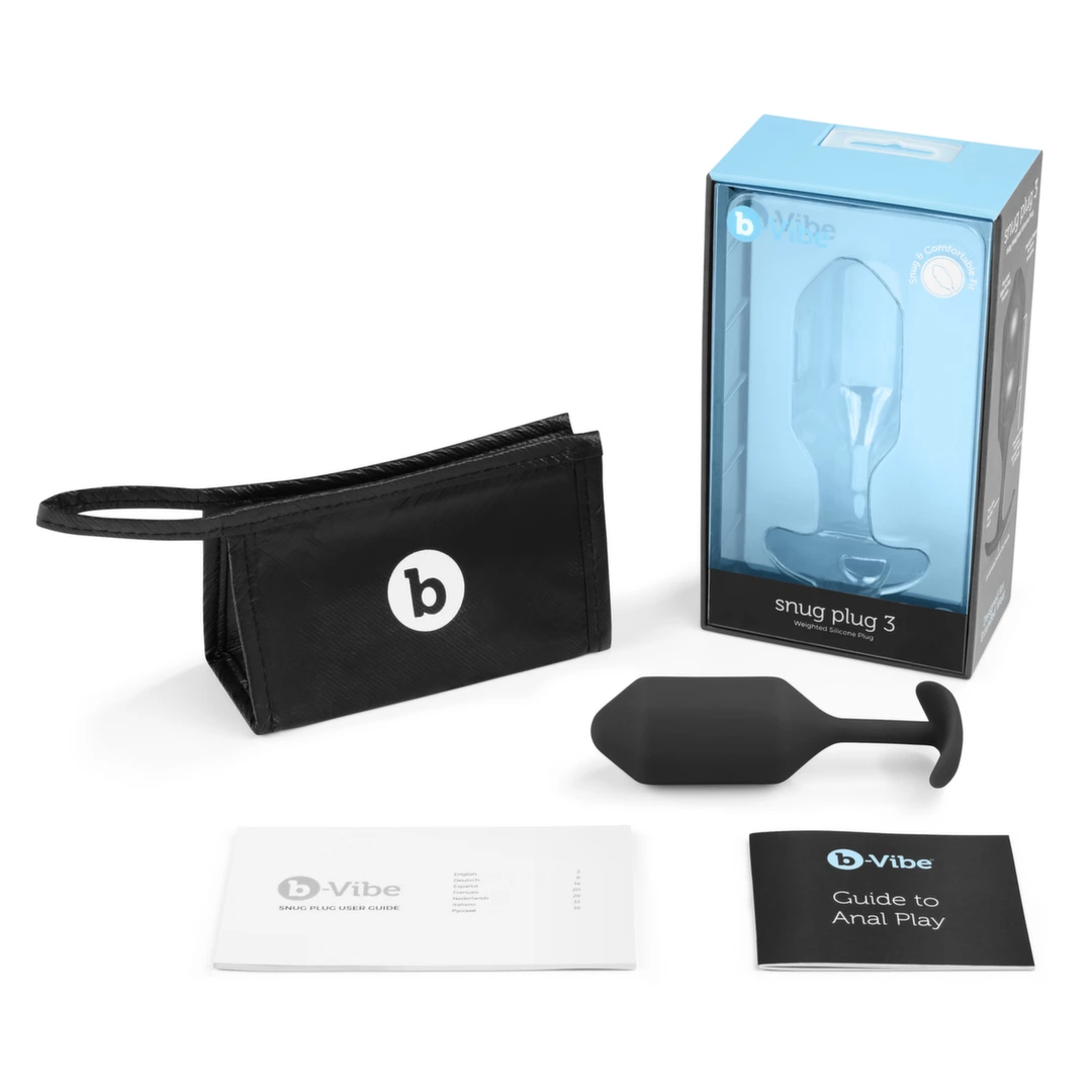 Butt plug b-Vibe Snug Plug 3 Black Weighted Silicone Anal Model 180g 3.6x12.7cm. Butt plug. See functions