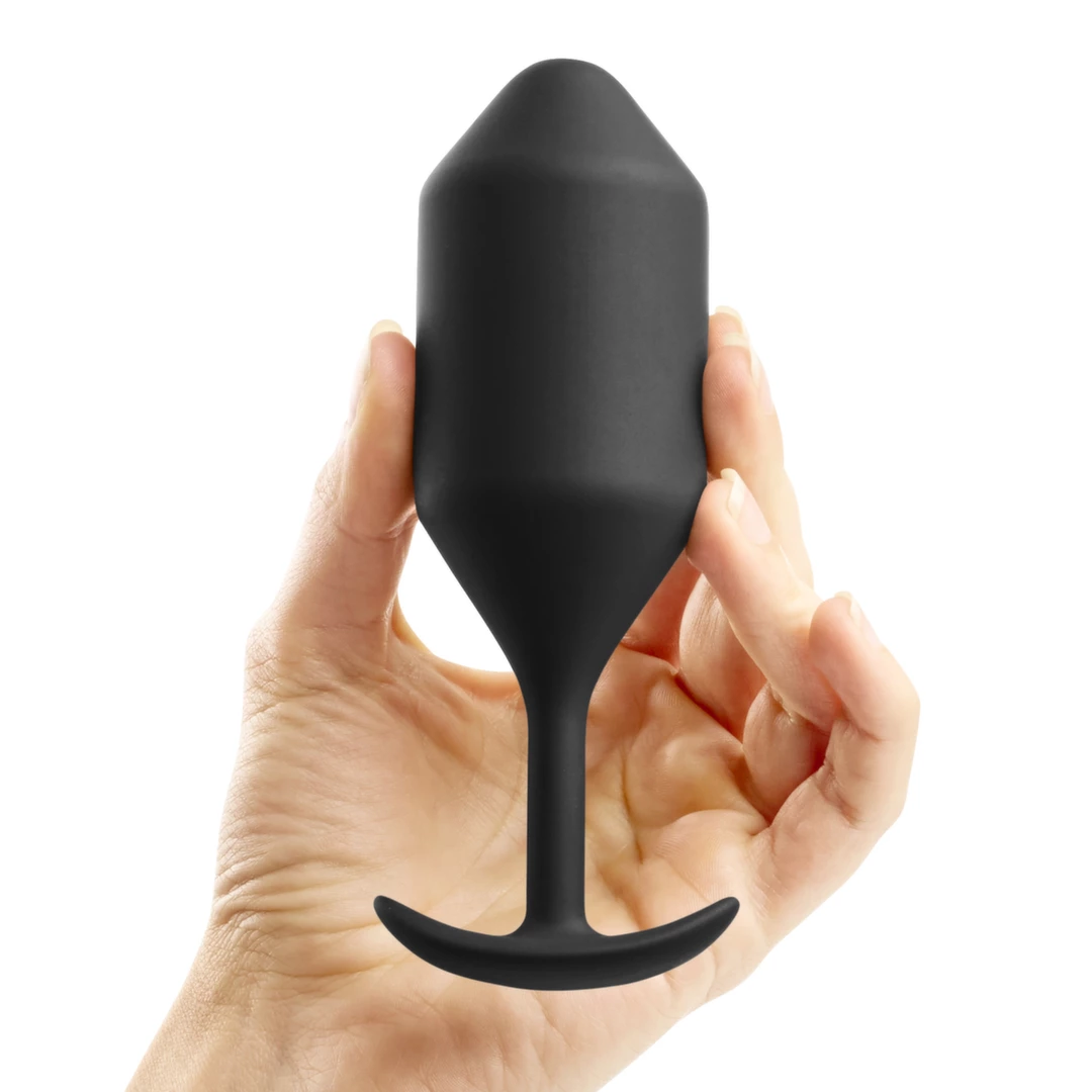b-Vibe Snug Plug 4 Black Weighted Silicone Plug 257g 4.3x14cm. Butt plug. See functions