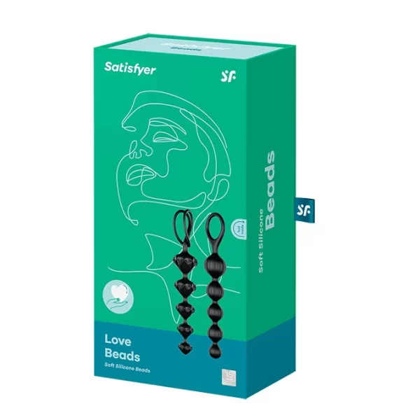 Satisfyer Love Beads Black - Zestaw 2 silikonowych sznurow w czerni