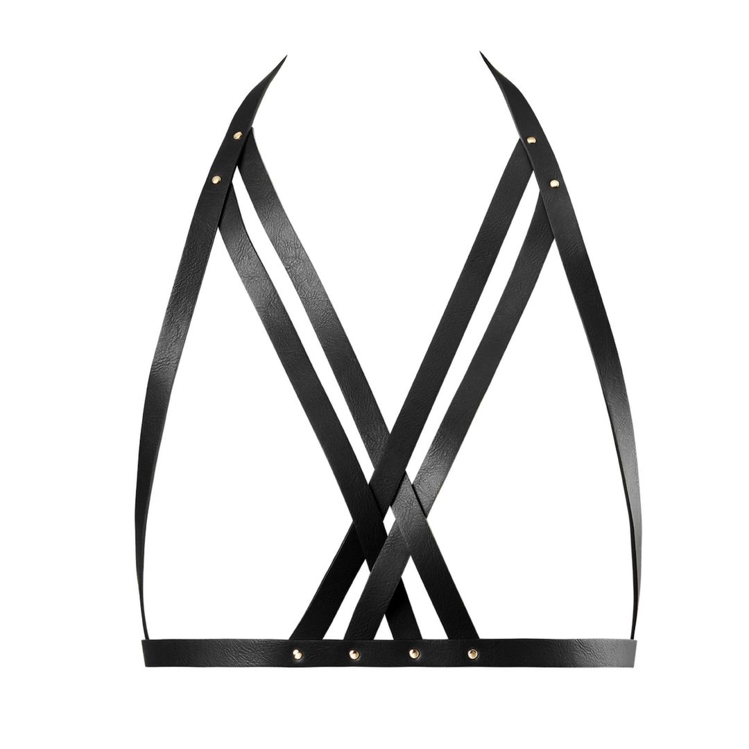 Bijoux Indiscrets MAZE Adjustable Halter Harness Black Vegan Leather