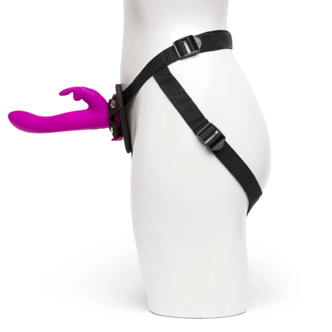 Happy Rabbit Vibrating Strap-On Harness Kit Purple Silicone - Anelma Happy Rabbit Zestaw Harness z Wibrującą Maszyną Intymną
