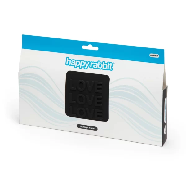 Happy Rabbit LOVE Storage Zip Bag Medium Black - Secure Silicone Case. Sex toy storage. See materials