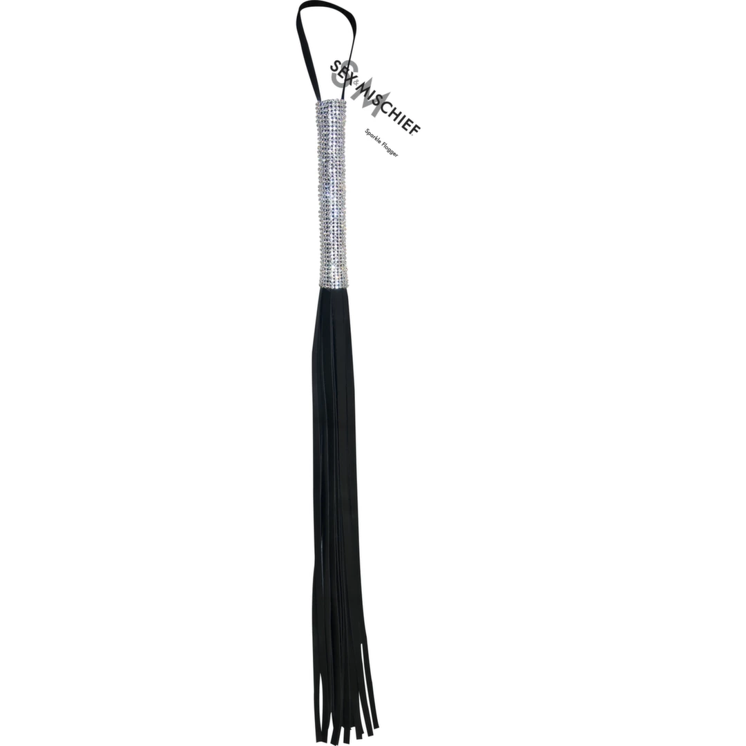 Sportsheets S&M Sparkle Flogger Vegan Leather 79cm Metallic