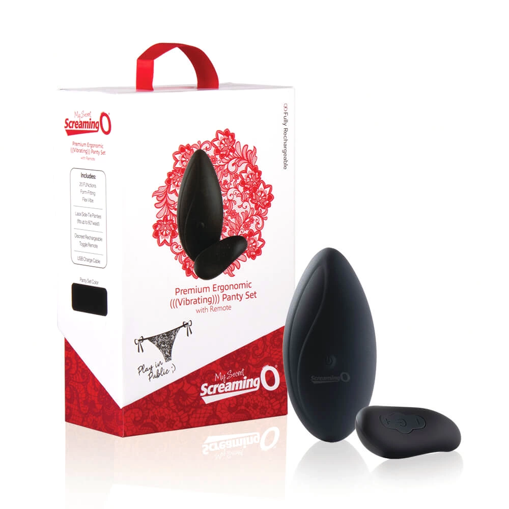 The Screaming O Premium Ergonomic Panty Set Black