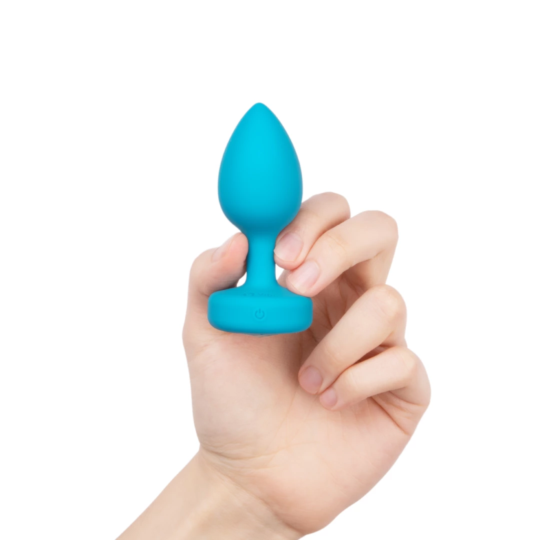 b-Vibe Vibrating Jewel Plug S/M Aquamarine - silikonowy