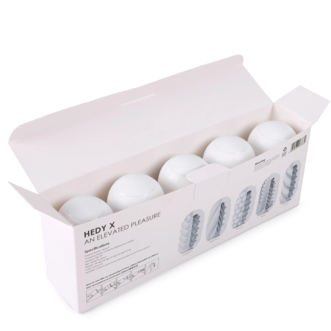 Svakom Hedy X Intimate Sleeve Set 5-Pack Assorted Textures TPE 99mm combines flexible elastomer for comfortable