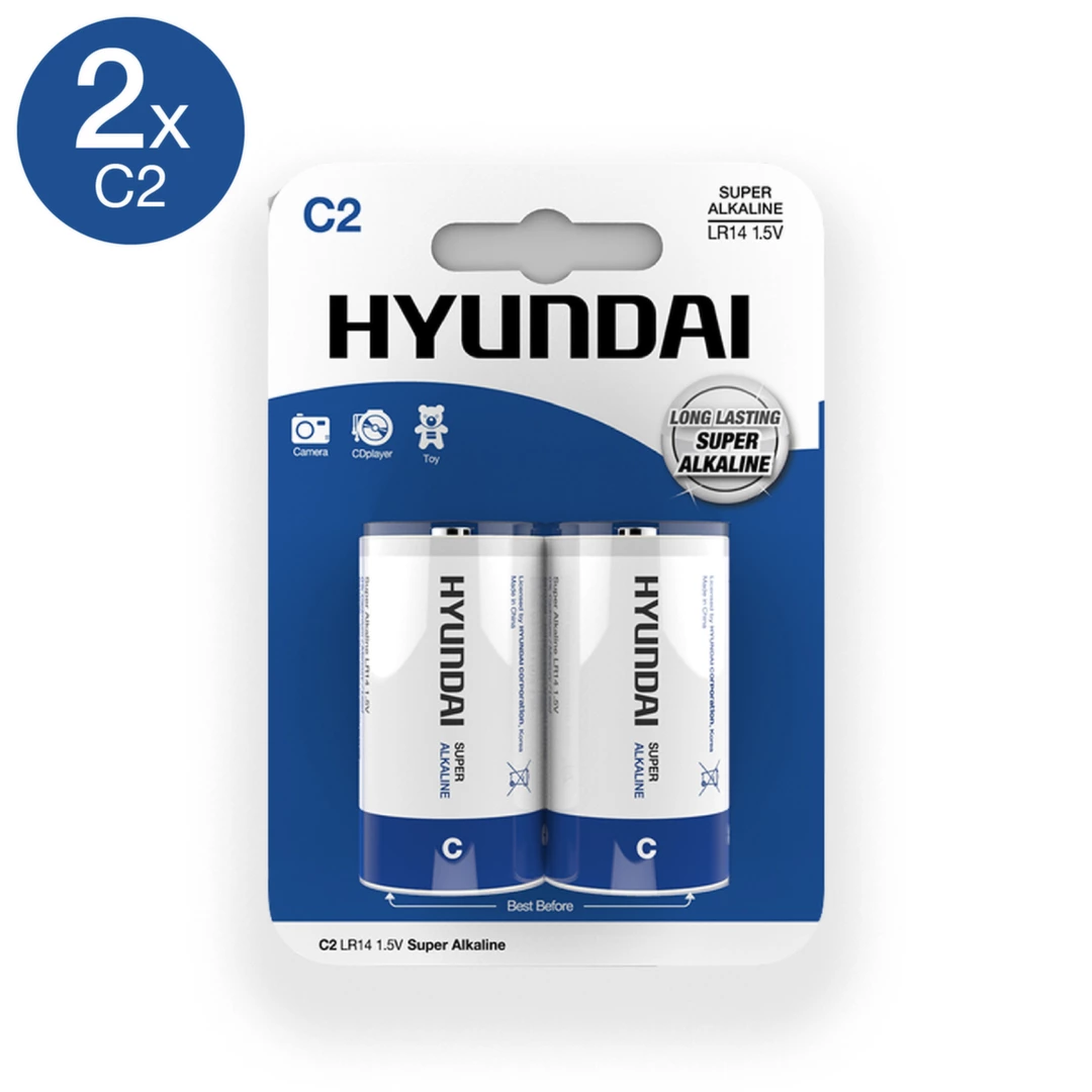 GP Super Alkaline C Batteries 1.5V LR14 2-Pack High Performance