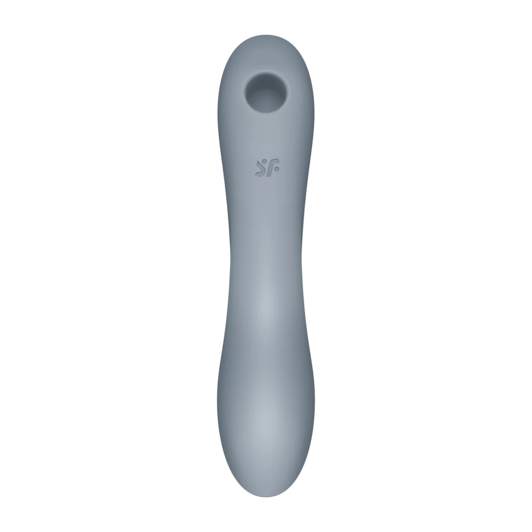 Satisfyer Curvy Trinity 3 Blue Grey Multi-Function Silicone Device. Air stimulators. See materials
