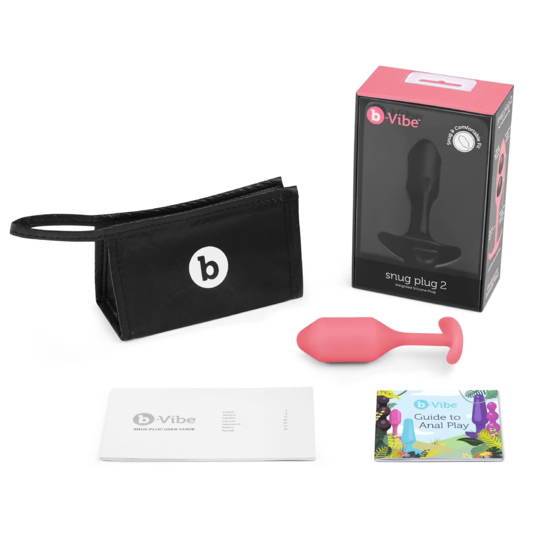 b-Vibe Snug Plug 2 Coral Weighted Silicone Plug 114g 3x11.4cm. Butt plug