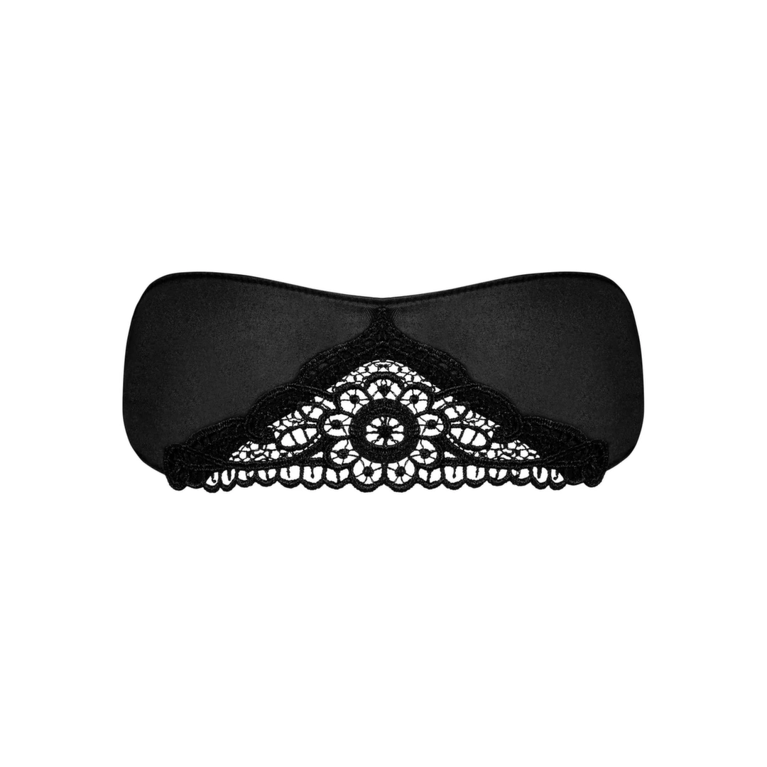 Obsessive Satinia Mask Czarna - Satynowa maska z koronkÄ…
