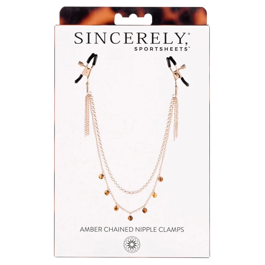Sportsheets Amber Adjustable Gold-Plated Nipple Clamps - Anelma Sportsheets Amber Adjustable Gold-Plated Nipple Clamps