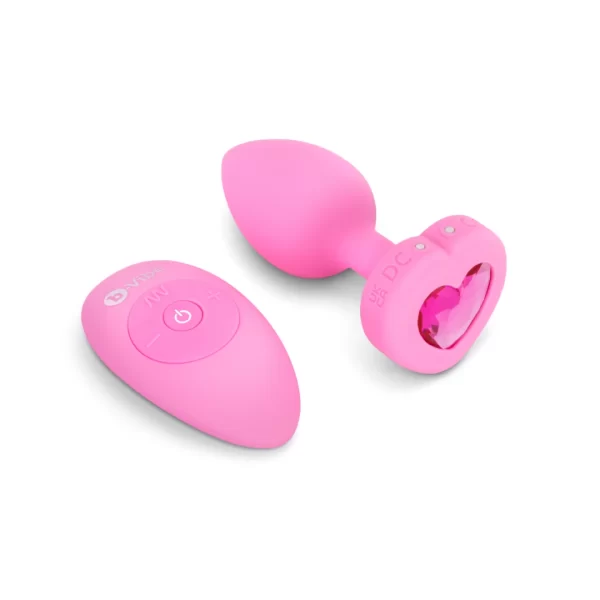 b-Vibe Vibrating Heart Plug Pink - Remote Control