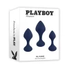 Playboy Pleasure Tail Trainer 3-Piece Intimate Silicone Set Navy. Butt plug