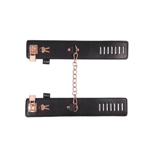 Sportsheets S&M Brat Locking Cuffs Vegan Leather Rose Gold