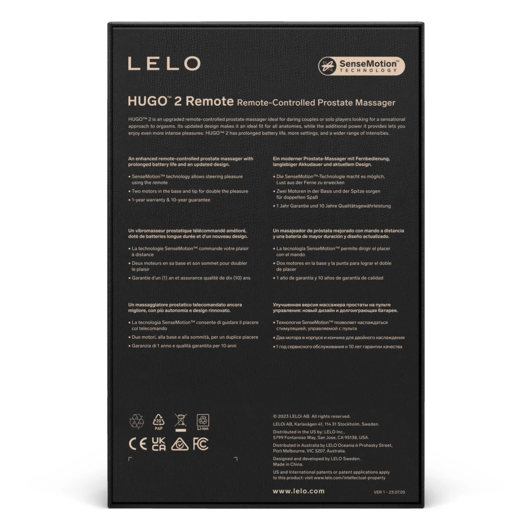 LELO Hugo 2 Black Remote-Controlled Intimate Wellness Device. Prostate massager. See functions