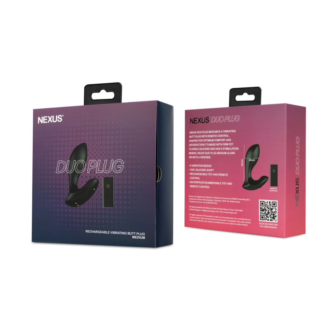 Nexus Duo Medium Remote-Controlled Silicone Plug - 6 Modes