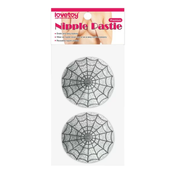 Lovetoy Nipple Covers Spiderweb Design Reusable Black 2pcs Set