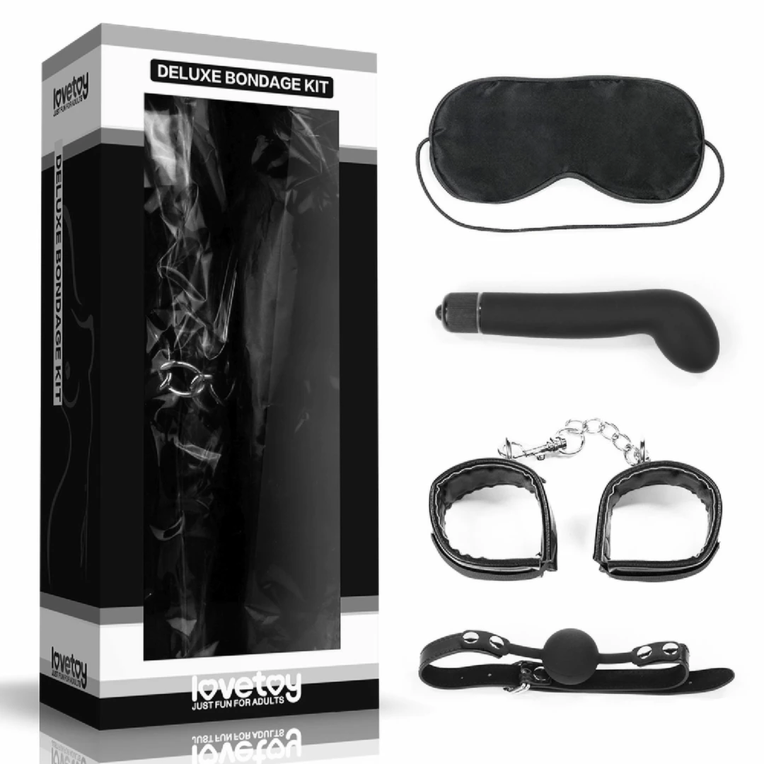 Lovetoy Deluxe Bondage 4-elementowy zestaw akcesoriow BDSM czarny