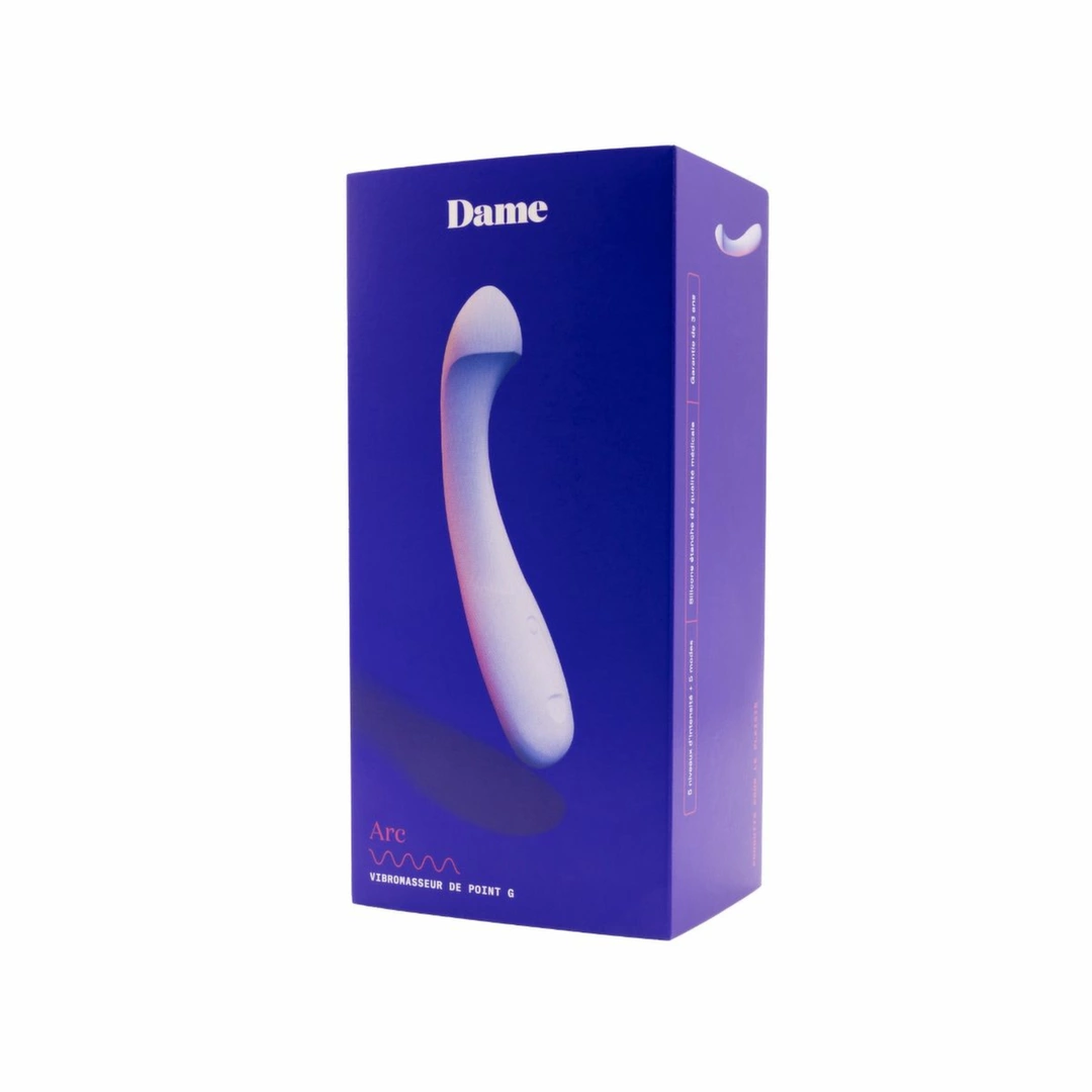 Dame Arc Intimate Massager Ice Blue Silicone Waterproof USB - Anelma G-spot vibrator