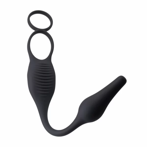 Evolved Novelties Plug & Tug Black - Zestaw z wibrujÄ…cym pierÅ›cieniem