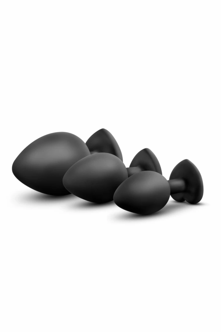 Blush Luxe Bling Plugs Training Kit Black with Red Gem Set