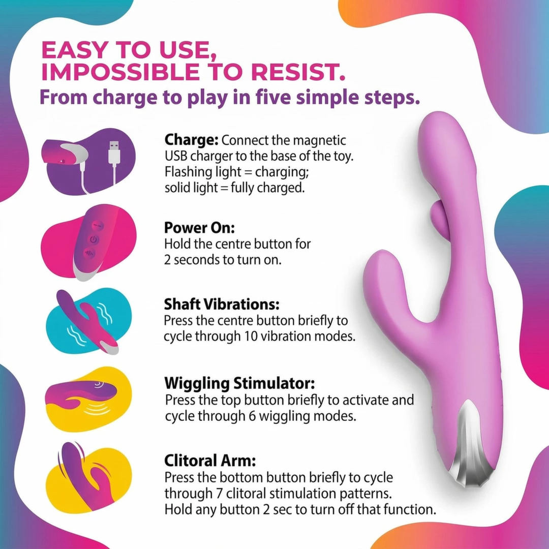 Good Vibes Only Rabbit Vibrator Moving Finger fioletowy 23 tryby - Anelma Good Vibes Only Rabbit Vibrator Moving Finger fioletowy 23