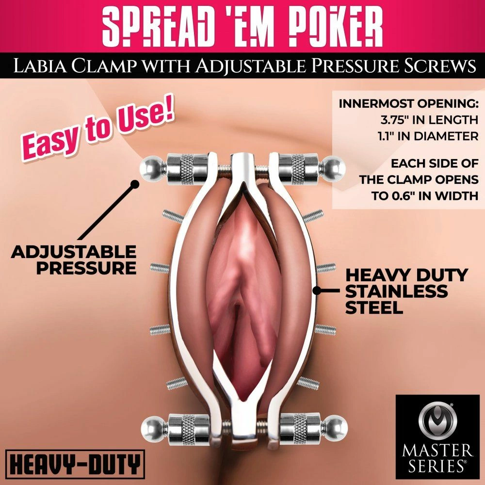 Master Series Spread 'Em Poker klamra intymna ze stali