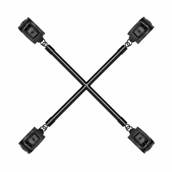 Ouch! Hog Tie Cross Bar Black - System ograniczajÄ…cy z mankietami regulowanymi