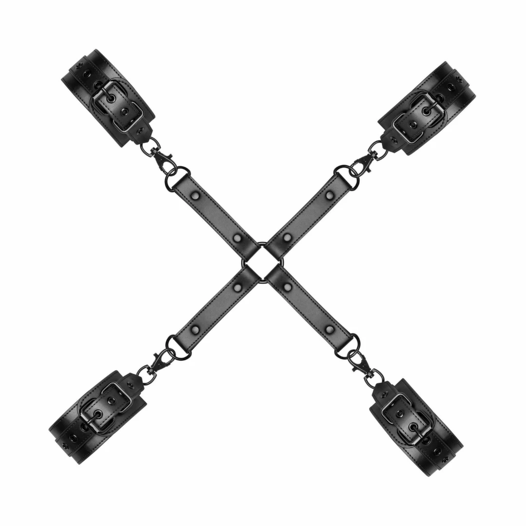 Ouch! Adjustable Faux Leather Hogtie Restraint Set - Anelma Ouch! Adjustable Faux Leather Hogtie Restraint Set