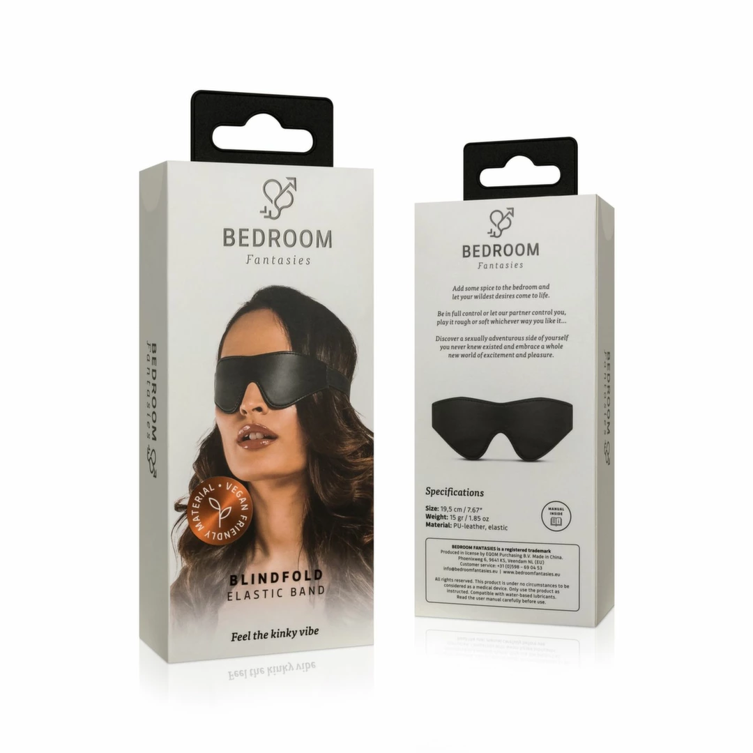 EasyToys Faux Leather Eye Mask Black Comfortable Adjustable