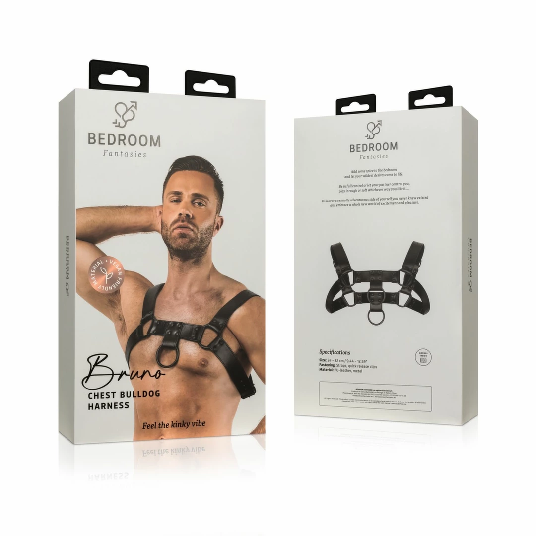 Bruno Adjustable Faux Leather Harness Black 24-32 cm - Anelma Bruno Adjustable Faux Leather Harness Black 24-32 cm
