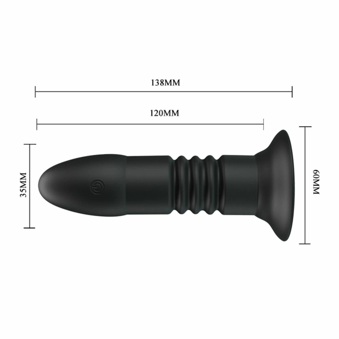 Magic Jingers Silicone Vibrating & Thrusting Plug Black