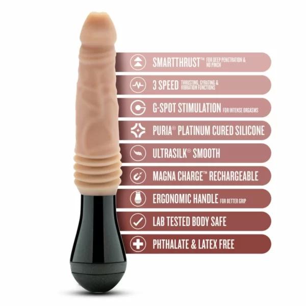 Dr. Skin Dr. Knight Silikonowy Model Wibrujący i Wysuwany - vibraattori